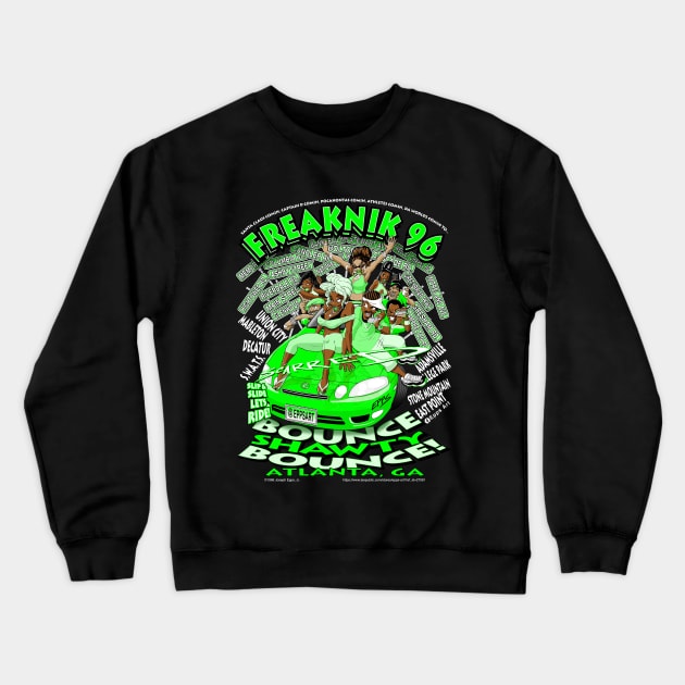 Freaknik 1996 Bounce Shawty Bounce! Lime Green Colorway Crewneck Sweatshirt by Epps Art